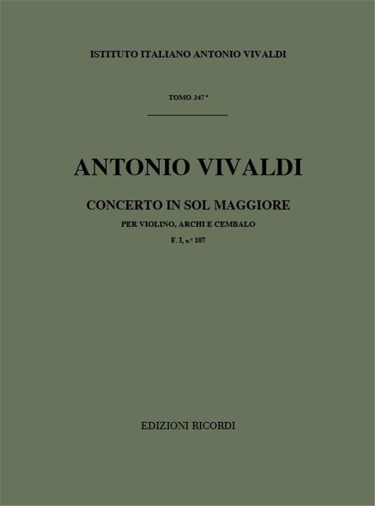 Concerti Per Vl., Archi E B.C.: In Sol Rv 312